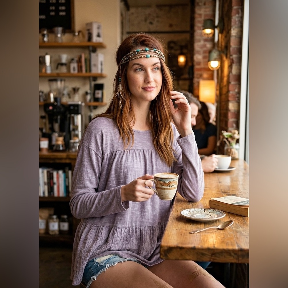 Dusty in Lilac Peplum Top - Picture 2 of 9